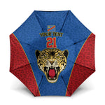 Africa DR Congo Football Custom Umbrella Blue Leopard Skin Pattern