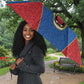 Africa DR Congo Football Custom Umbrella Blue Leopard Skin Pattern