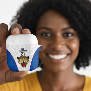 Africa DR Congo Football Custom AirPods Case White Leopard Skin Pattern