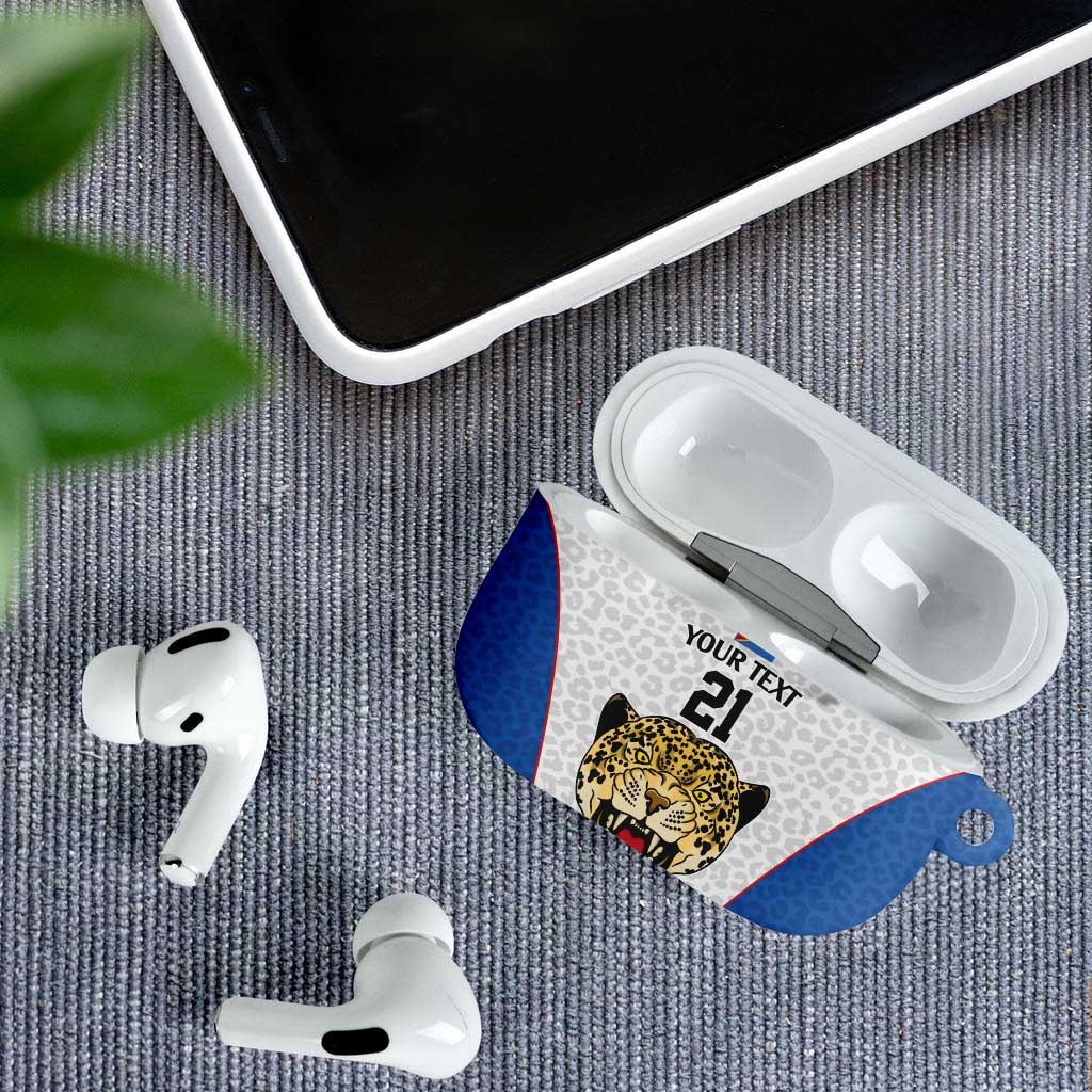 Africa DR Congo Football Custom AirPods Case White Leopard Skin Pattern