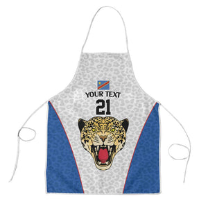 Africa DR Congo Football Custom Apron White Leopard Skin Pattern