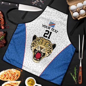 Africa DR Congo Football Custom Apron White Leopard Skin Pattern
