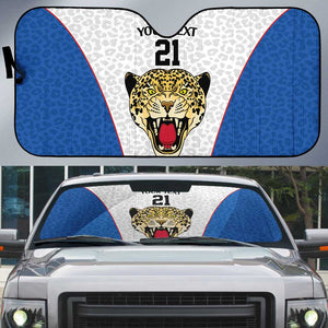 Africa DR Congo Football Custom Auto Sun Shade White Leopard Skin Pattern