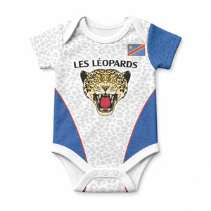 Africa DR Congo Football Custom Baby Onesie White Leopard Skin Pattern