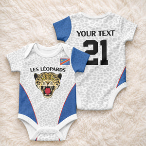 Africa DR Congo Football Custom Baby Onesie White Leopard Skin Pattern