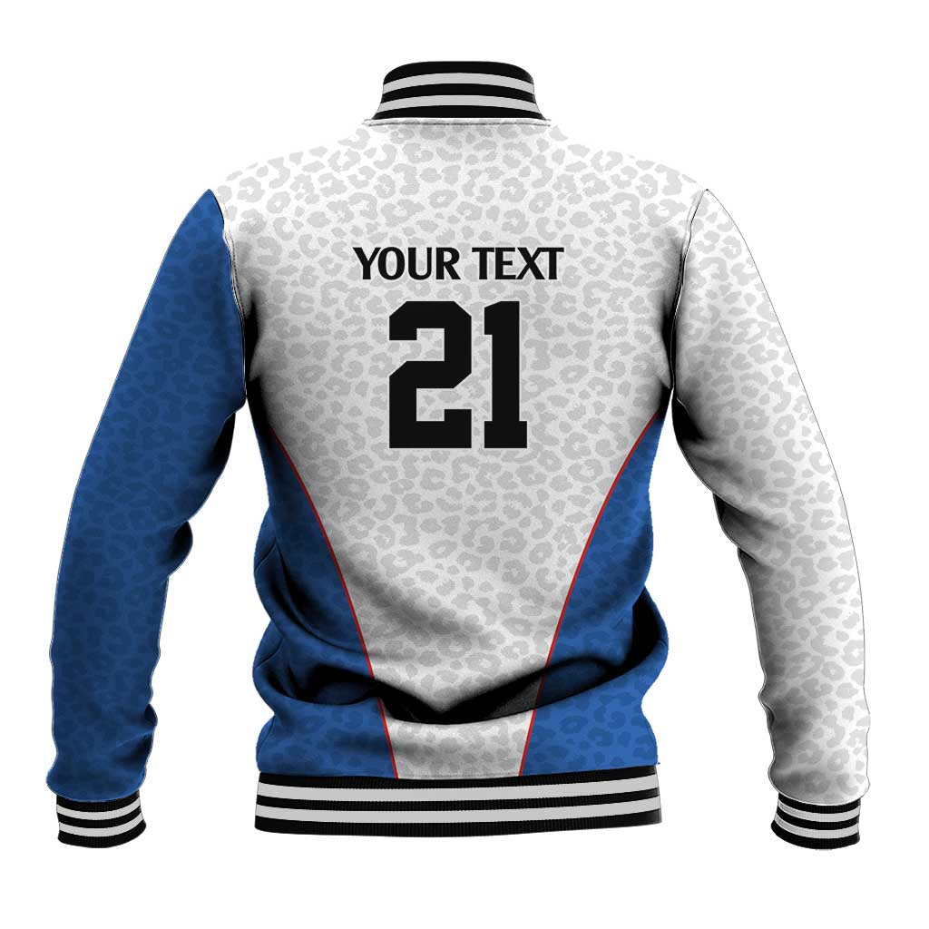 Africa DR Congo Football Custom Baseball Jacket White Leopard Skin Pattern - African Pride