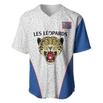 Africa DR Congo Football Custom Baseball Jersey White Leopard Skin Pattern - African Pride