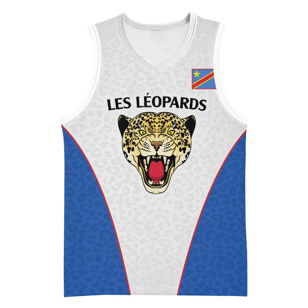 Africa DR Congo Football Custom Basketball Jersey White Leopard Skin Pattern LT9
