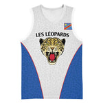 Africa DR Congo Football Custom Basketball Jersey White Leopard Skin Pattern LT9