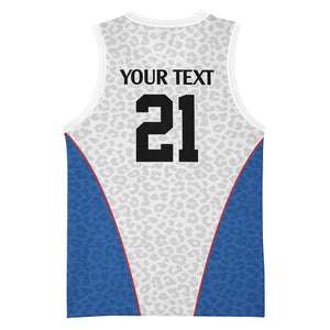Africa DR Congo Football Custom Basketball Jersey White Leopard Skin Pattern LT9