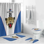 Africa DR Congo Football Custom Bathroom Set White Leopard Skin Pattern