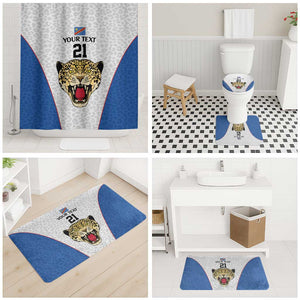Africa DR Congo Football Custom Bathroom Set White Leopard Skin Pattern