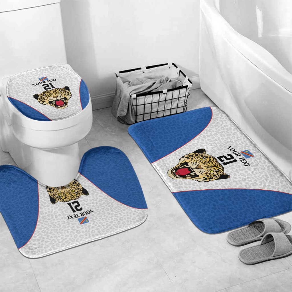 Africa DR Congo Football Custom Bathroom Set White Leopard Skin Pattern