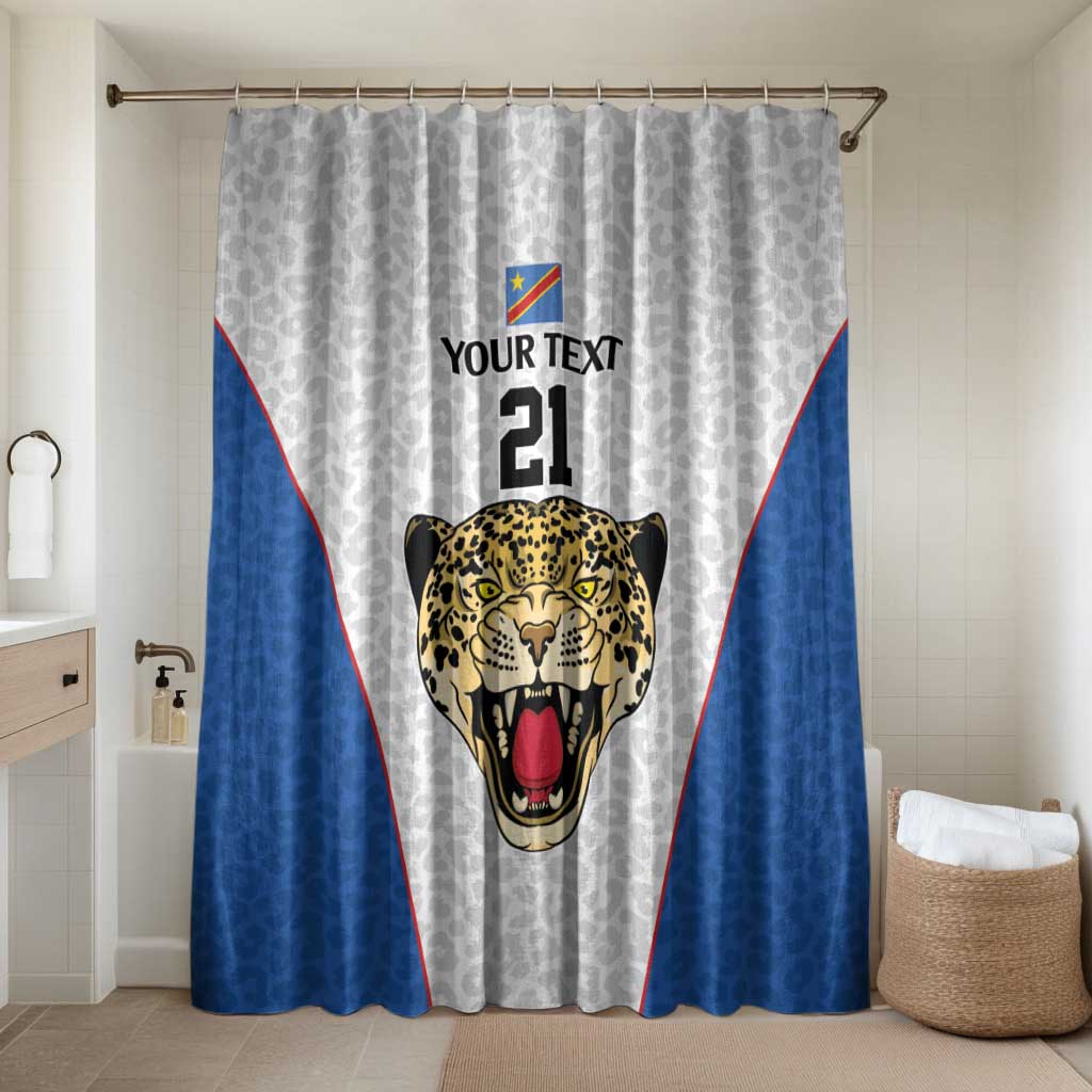 Africa DR Congo Football Custom Bathroom Set White Leopard Skin Pattern