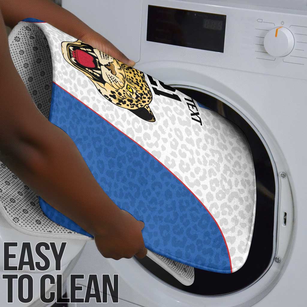 Africa DR Congo Football Custom Bathroom Set White Leopard Skin Pattern