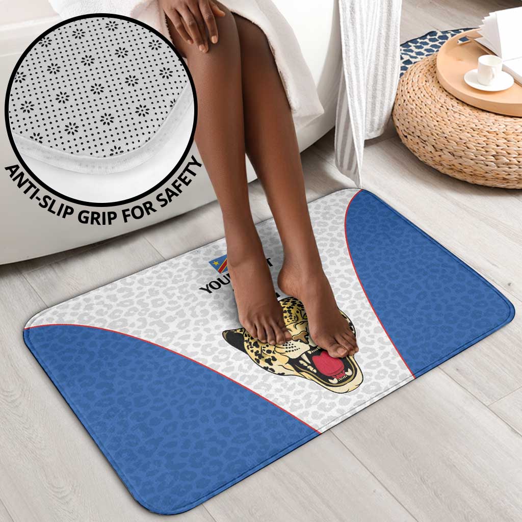 Africa DR Congo Football Custom Bathroom Set White Leopard Skin Pattern