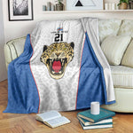 Africa DR Congo Football Custom Blanket White Leopard Skin Pattern - African Pride