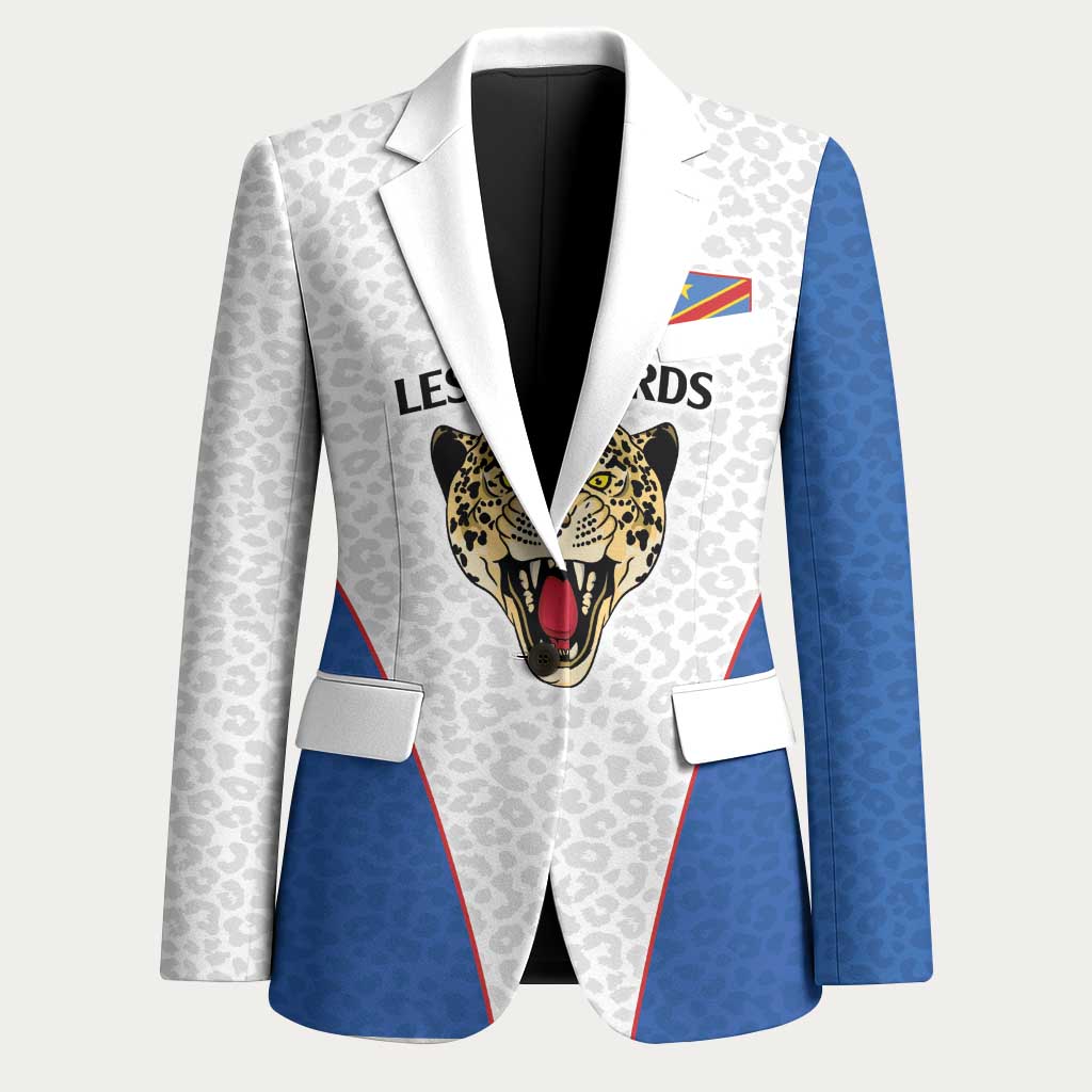 Africa DR Congo Football Custom Blazer White Leopard Skin Pattern