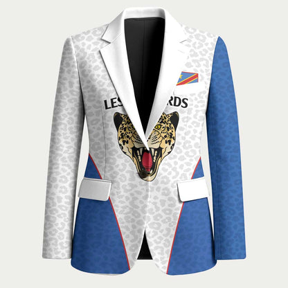 Africa DR Congo Football Custom Blazer White Leopard Skin Pattern