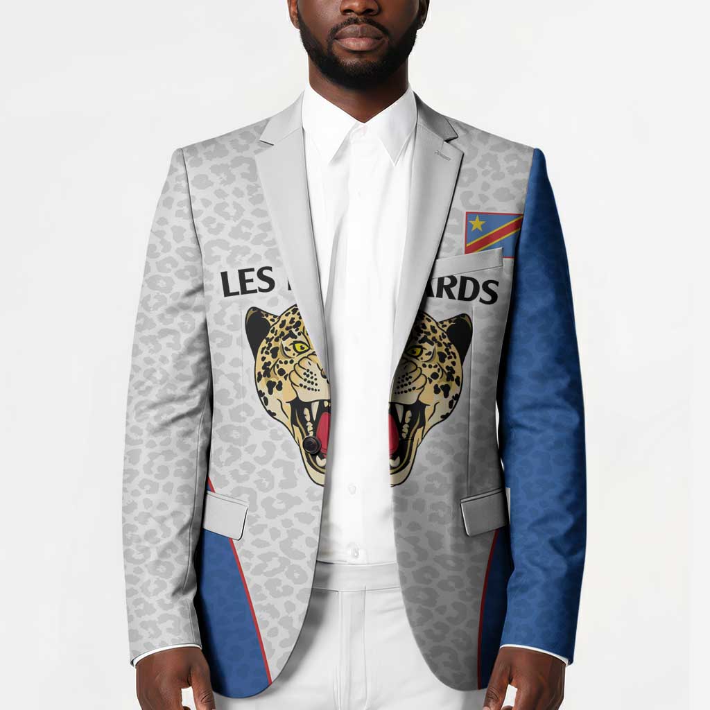 Africa DR Congo Football Custom Blazer White Leopard Skin Pattern