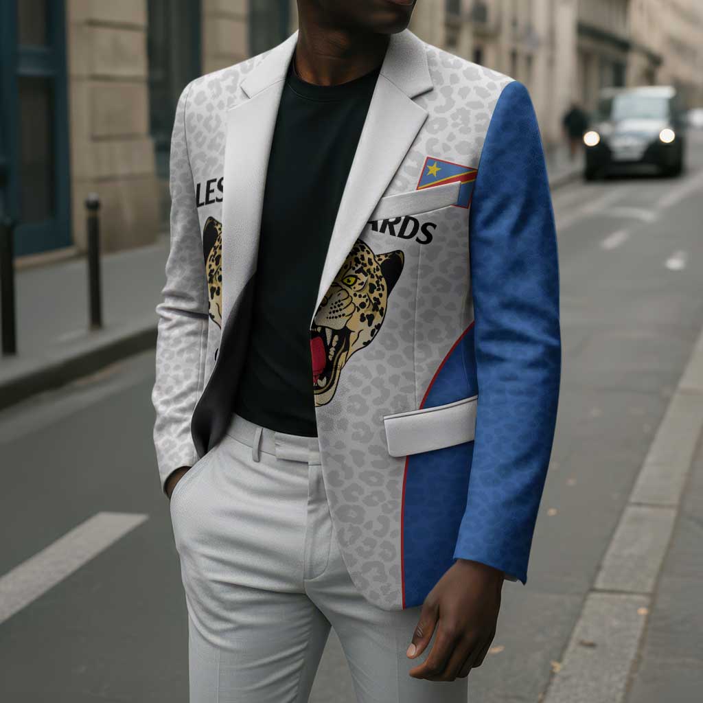 Africa DR Congo Football Custom Blazer White Leopard Skin Pattern