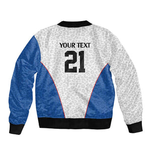 Africa DR Congo Football Custom Bomber Jacket White Leopard Skin Pattern - African Pride