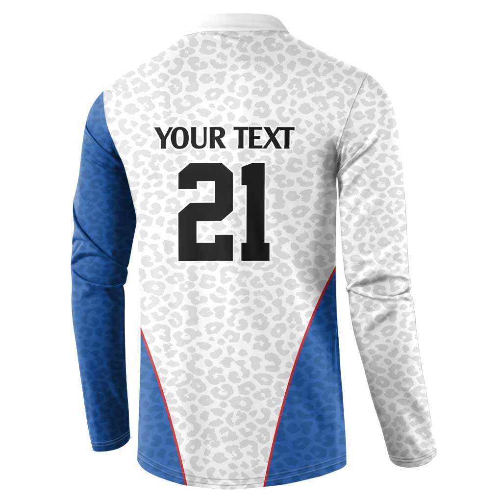 Africa DR Congo Football Custom Button Sweatshirt White Leopard Skin Pattern