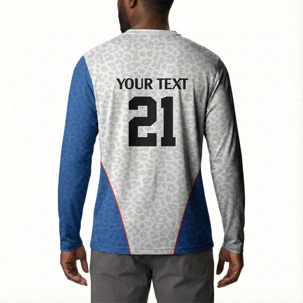 Africa DR Congo Football Custom Button Sweatshirt White Leopard Skin Pattern