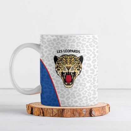Africa DR Congo Football Custom Ceramic Mug White Leopard Skin Pattern