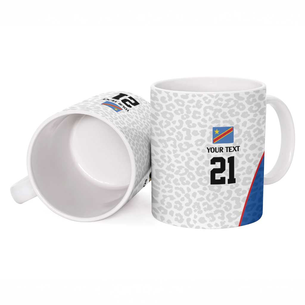 Africa DR Congo Football Custom Ceramic Mug White Leopard Skin Pattern