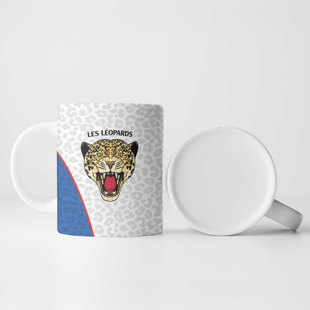 Africa DR Congo Football Custom Ceramic Mug White Leopard Skin Pattern