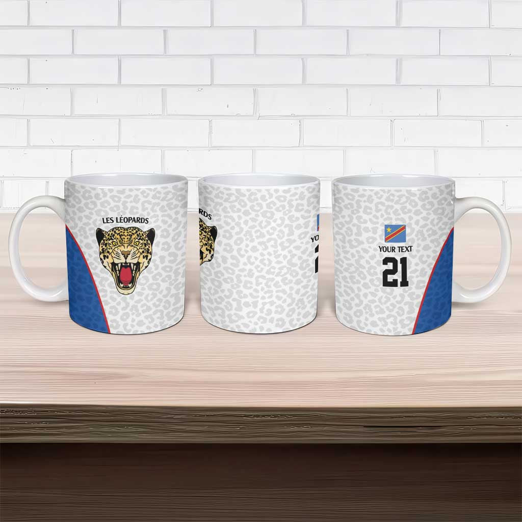 Africa DR Congo Football Custom Ceramic Mug White Leopard Skin Pattern