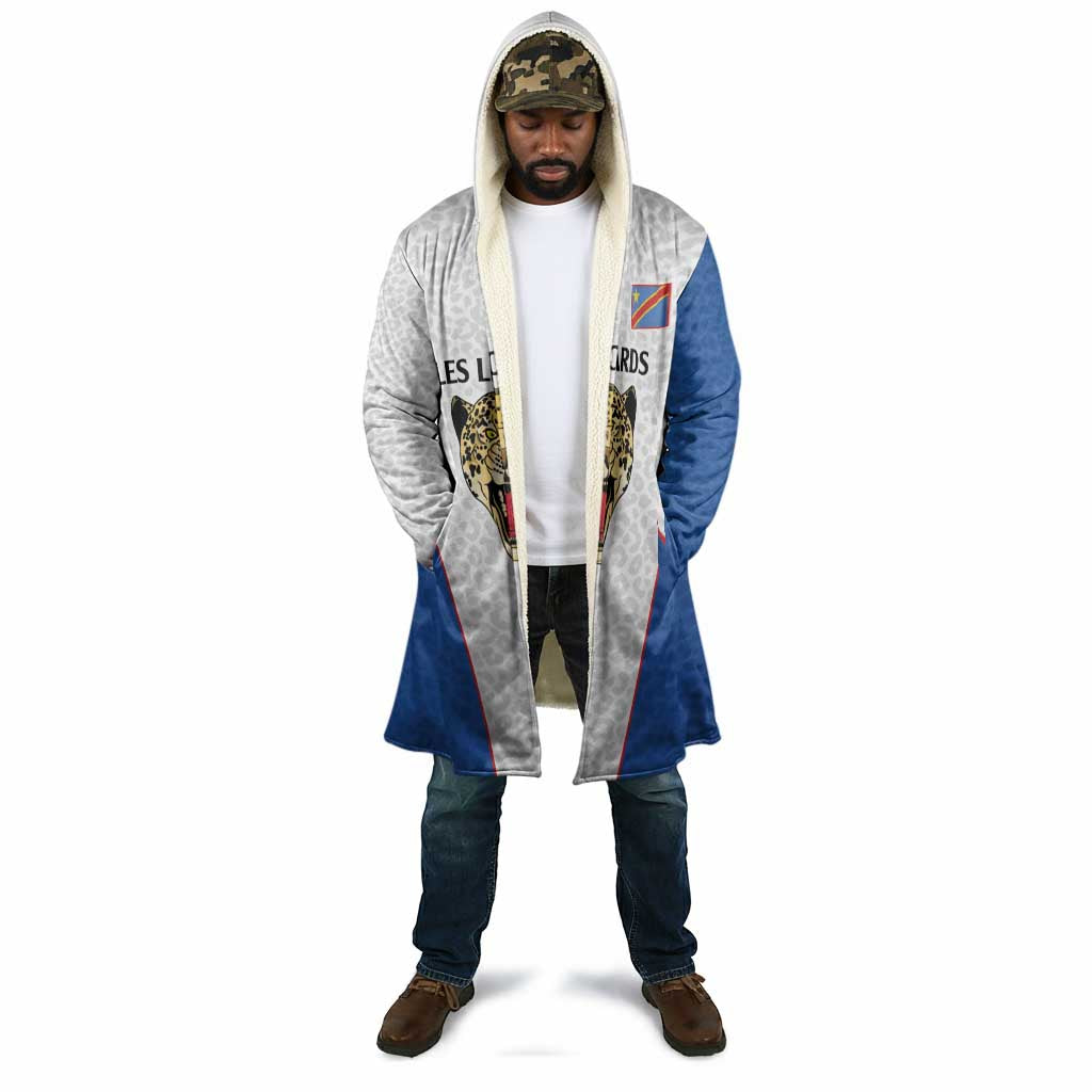 Africa DR Congo Football Custom Cloak White Leopard Skin Pattern