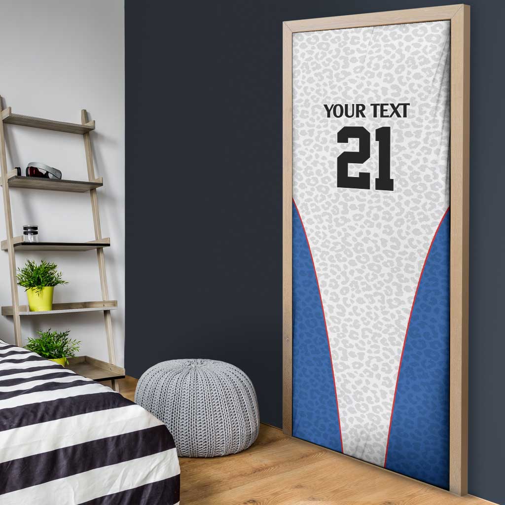 Africa DR Congo Football Custom Door Cover White Leopard Skin Pattern