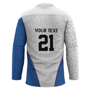 Africa DR Congo Football Custom Hockey Jersey White Leopard Skin Pattern