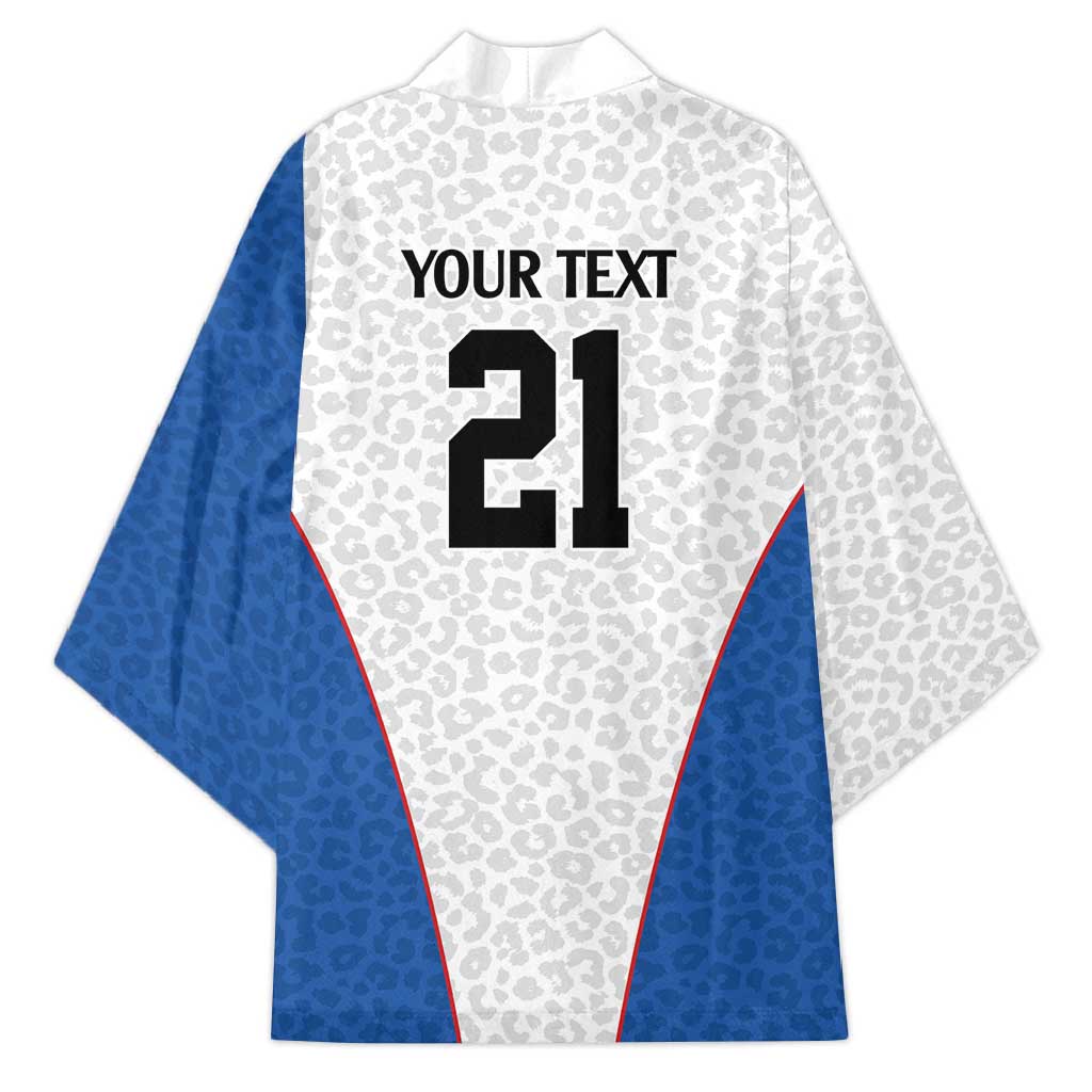 Africa DR Congo Football Custom Kimono White Leopard Skin Pattern