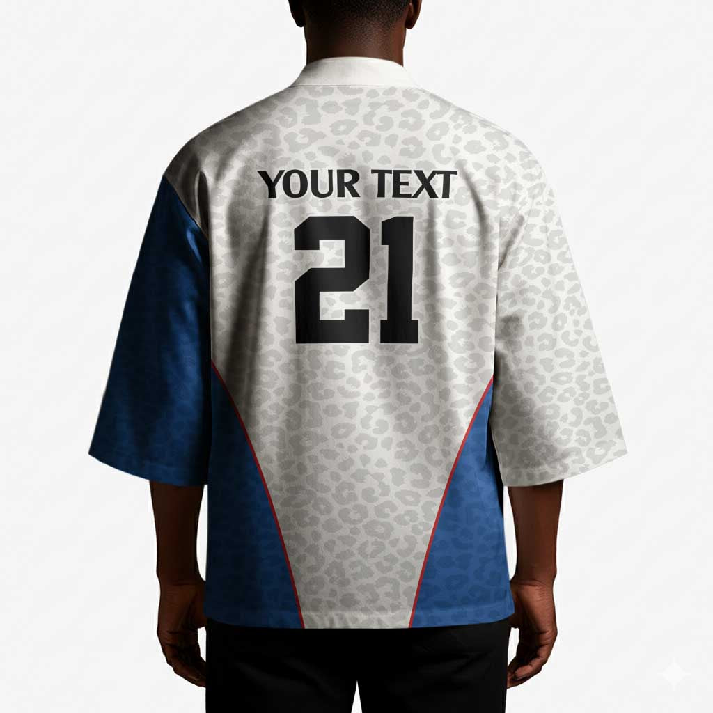 Africa DR Congo Football Custom Kimono White Leopard Skin Pattern