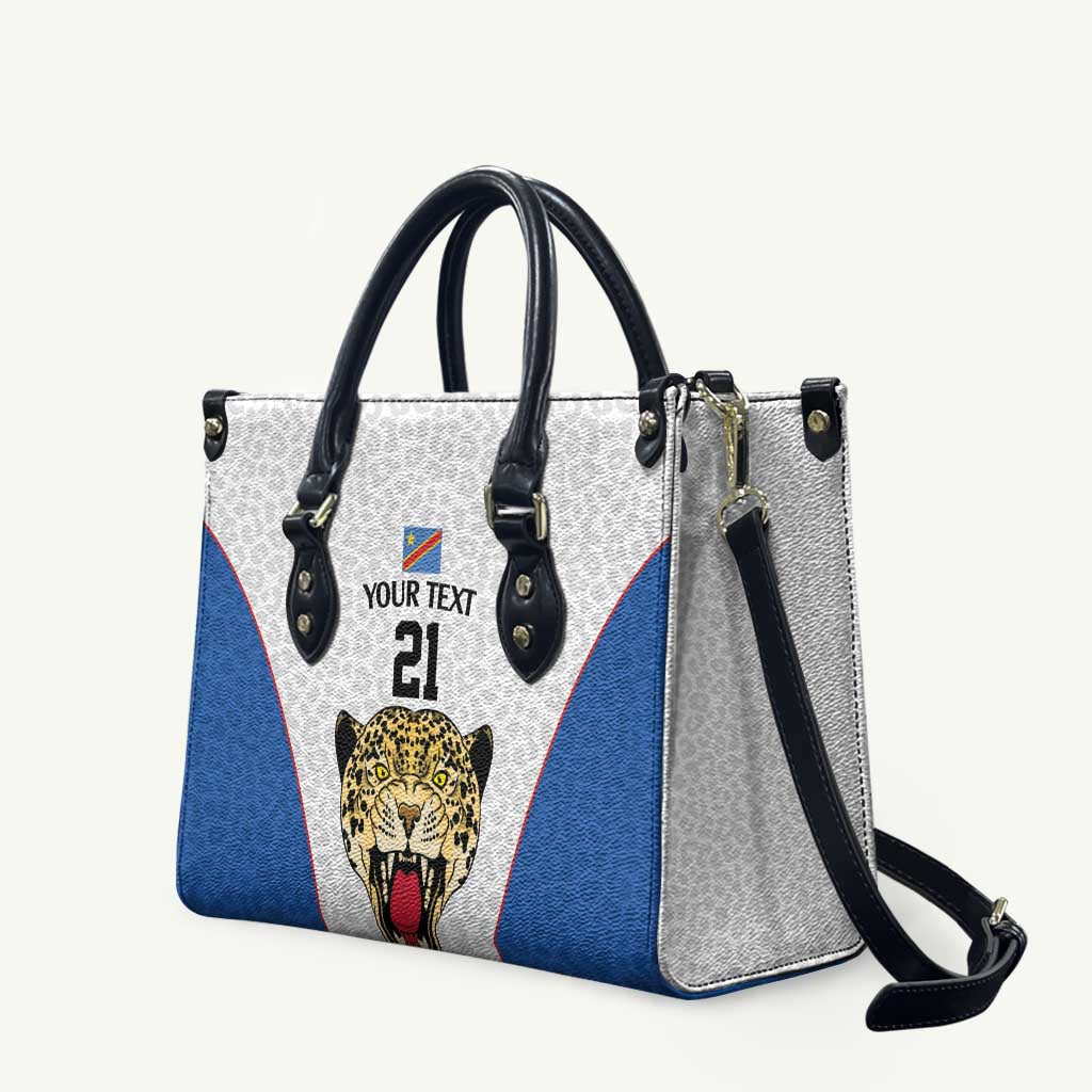 Africa DR Congo Football Custom Leather Bag White Leopard Skin Pattern