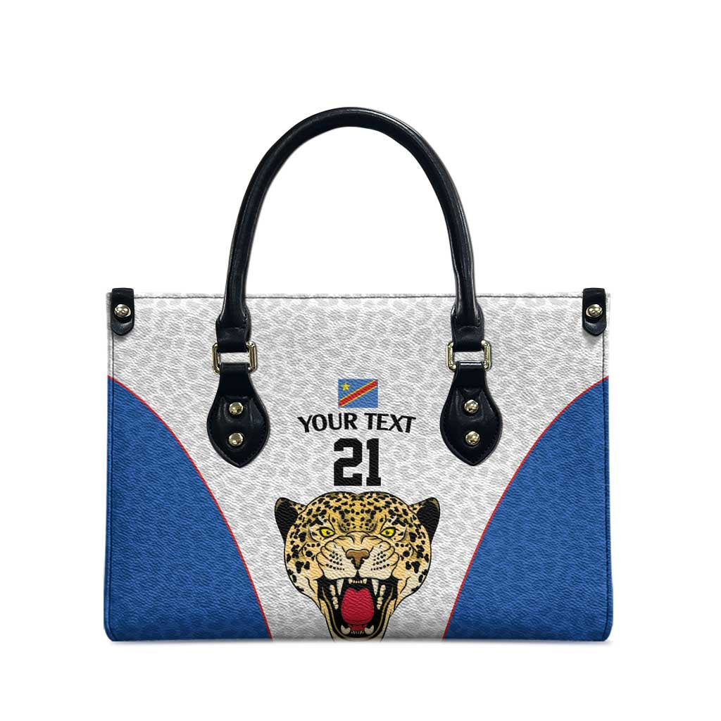 Africa DR Congo Football Custom Leather Bag White Leopard Skin Pattern