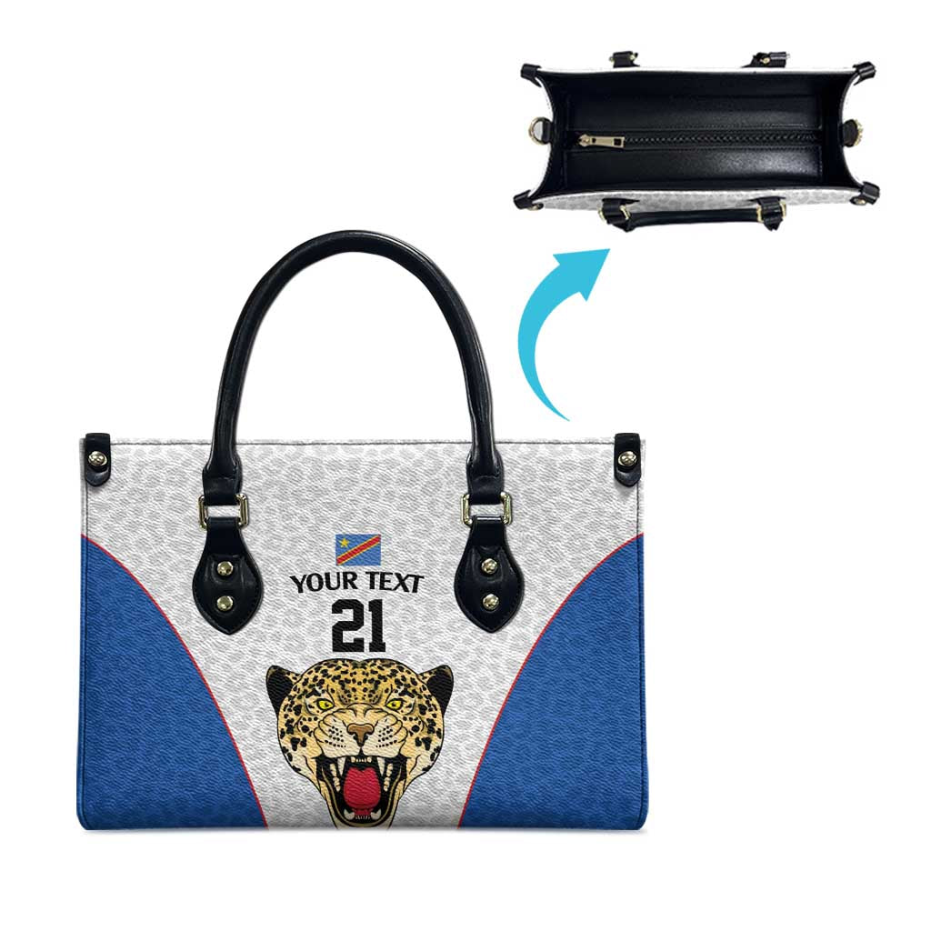 Africa DR Congo Football Custom Leather Bag White Leopard Skin Pattern