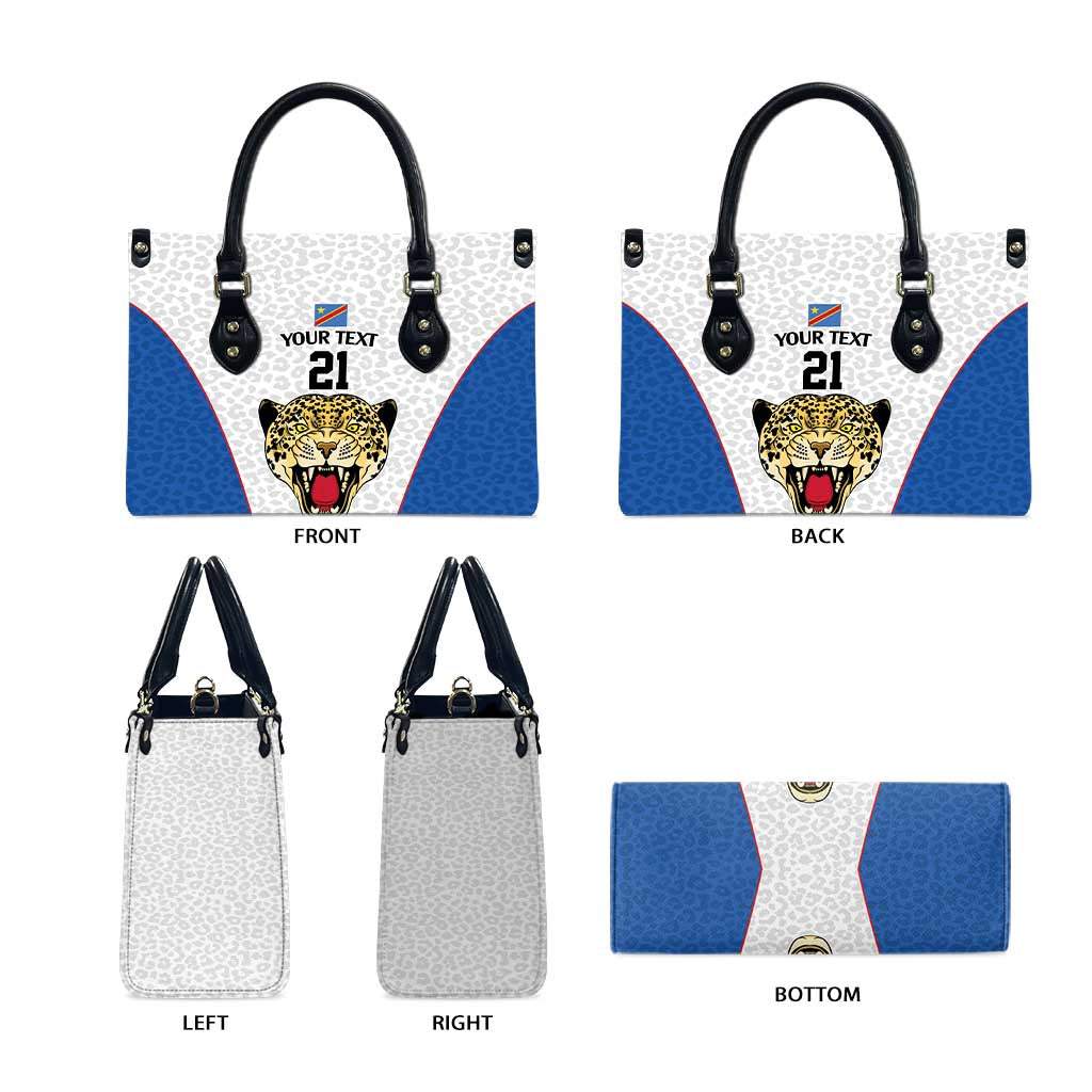 Africa DR Congo Football Custom Leather Bag White Leopard Skin Pattern
