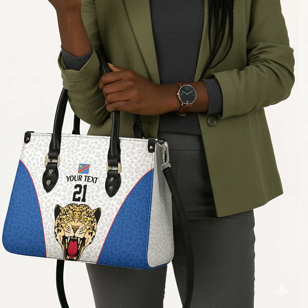 Africa DR Congo Football Custom Leather Bag White Leopard Skin Pattern