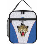 Africa DR Congo Football Custom Lunch Bag White Leopard Skin Pattern