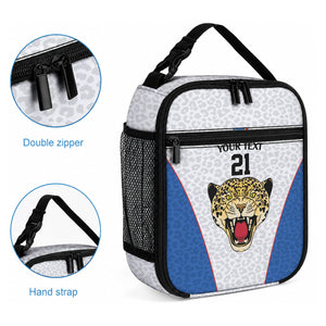 Africa DR Congo Football Custom Lunch Bag White Leopard Skin Pattern