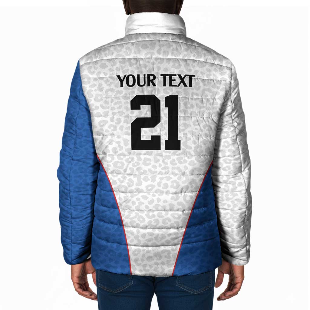 Africa DR Congo Football Custom Padded Jacket White Leopard Skin Pattern