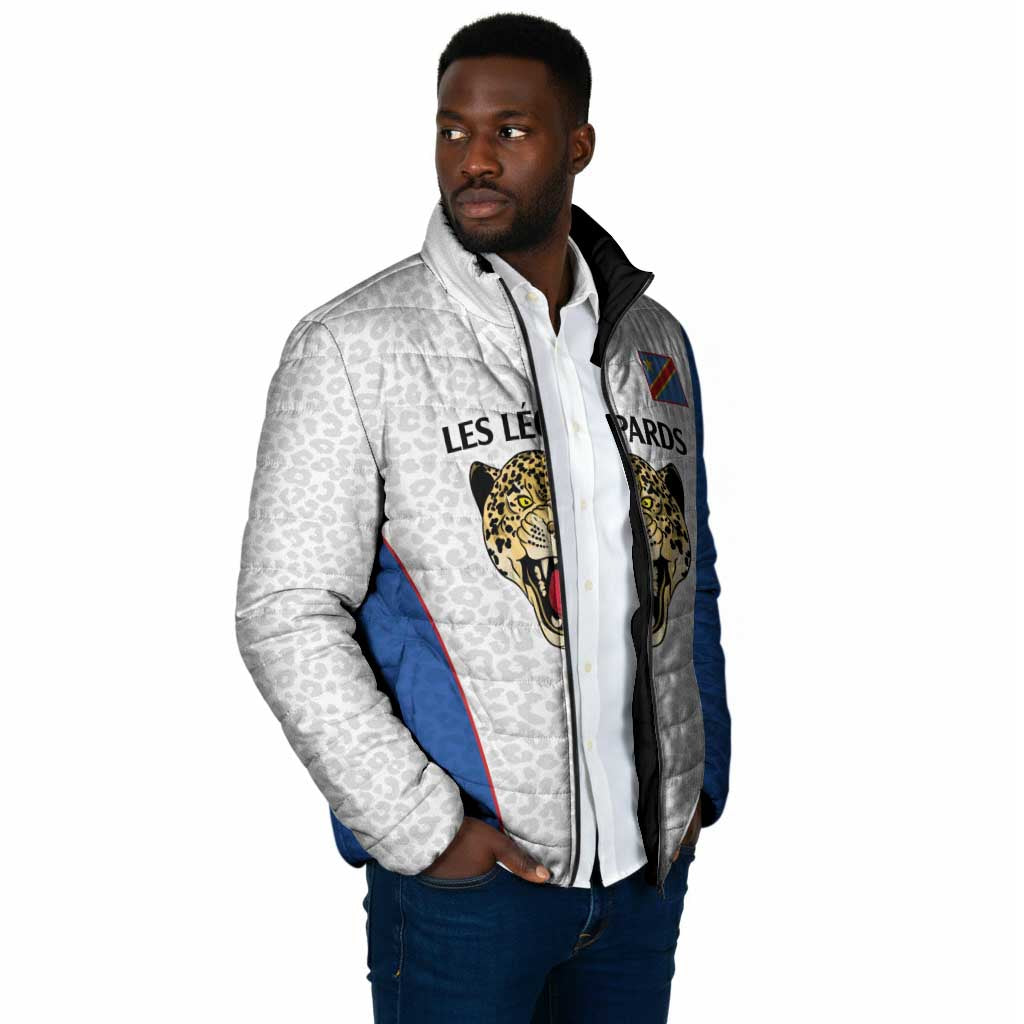 Africa DR Congo Football Custom Padded Jacket White Leopard Skin Pattern