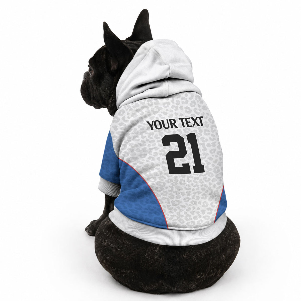 Africa DR Congo Football Custom Pet Hoodie White Leopard Skin Pattern