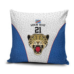 Africa DR Congo Football Custom Pillow Cover White Leopard Skin Pattern