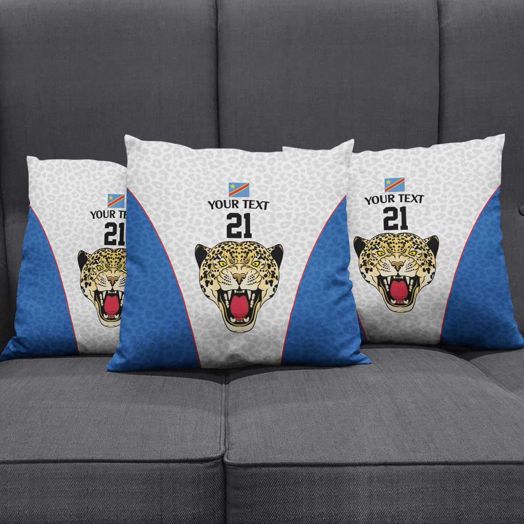 Africa DR Congo Football Custom Pillow Cover White Leopard Skin Pattern
