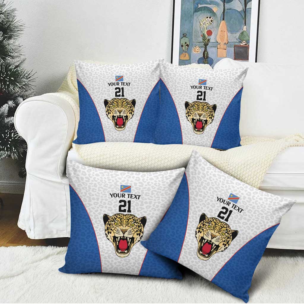 Africa DR Congo Football Custom Pillow Cover White Leopard Skin Pattern